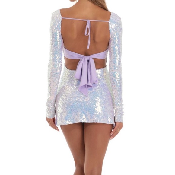 Lucy in the sky lavender iridescent side slit dress - Picture 3 of 4